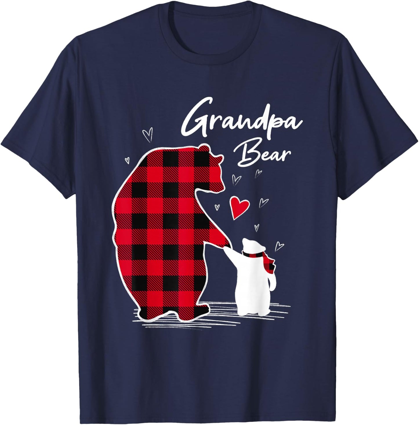 Grandpa Bear Christmas Pajama Red Buffalo Plaid T-Shirt - T-Shirt | Navy
