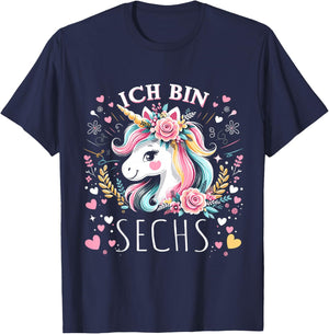 Kinder 6 Jahre Mädchen Geburtstag 6. Kindergeburtstag Süßes Einhorn T-Shirt - T-Shirt | Navy