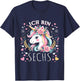 Kinder 6 Jahre Mädchen Geburtstag 6. Kindergeburtstag Süßes Einhorn T-Shirt - T-Shirt | Navy