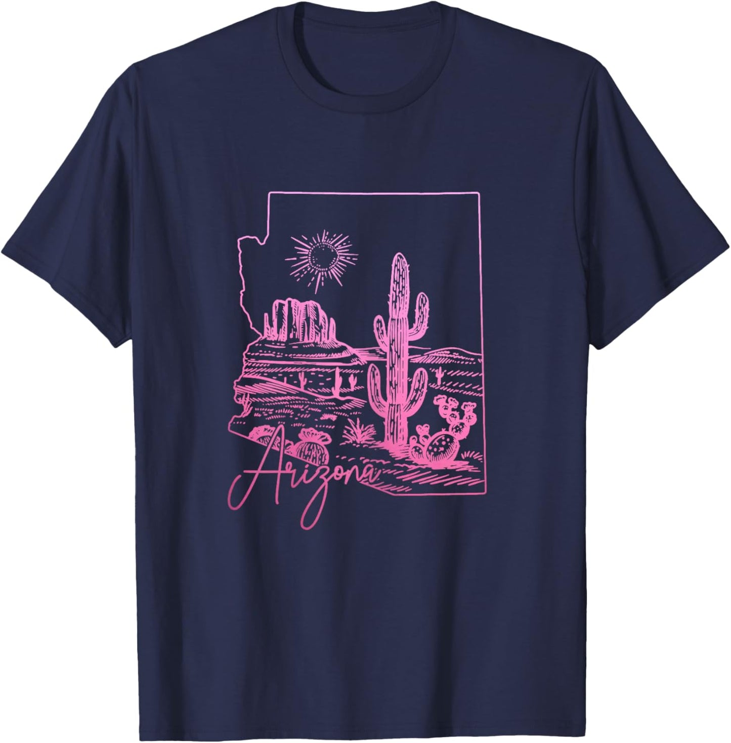 State of Arizona USA Cactus Vintage T-Shirt - T-Shirt | Navy
