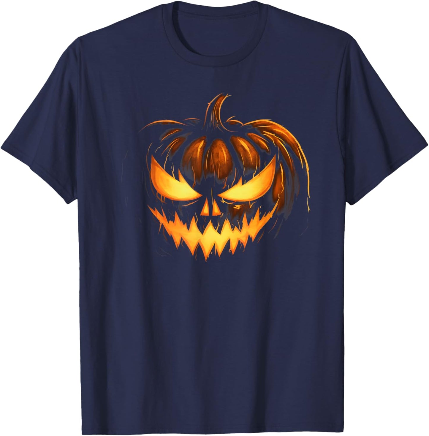Scary Carved Pumpkin Face Jack O Lantern Halloween Costume T-Shirt - T-Shirt | Navy