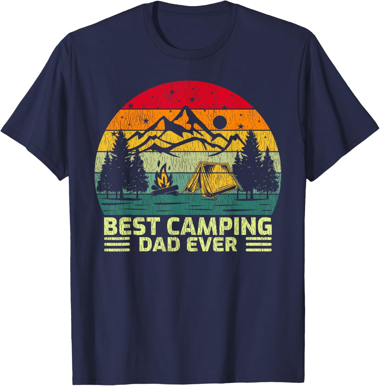Funny Vintage Best Camping Dad Ever Father's Day T-Shirt - T-Shirt | Navy