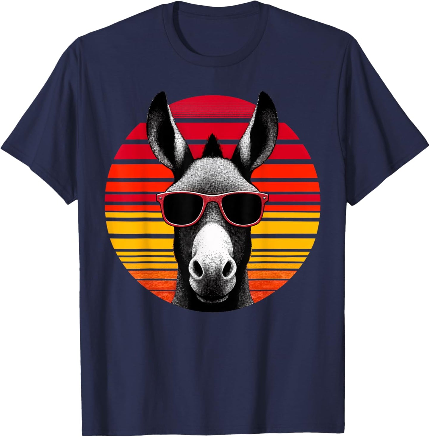 Mule Retro Vintage Sunset Animal Sunglasses 70s T-Shirt - T-Shirt | Navy