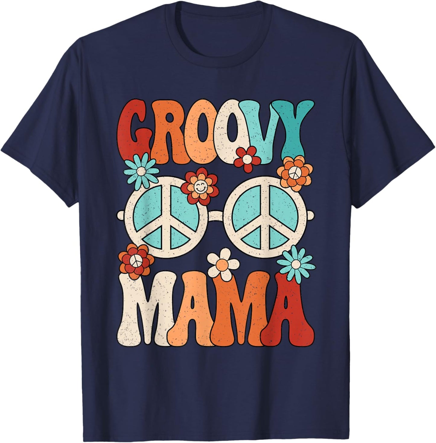 Groovy Mama Mom Hippie 60s 70s Retro Party Outfit Women T-Shirt - T-Shirt | Navy