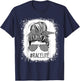 Race Life Messy Bun Bleached Race Car Checkered Racing Women T-Shirt - T-Shirt | Navy