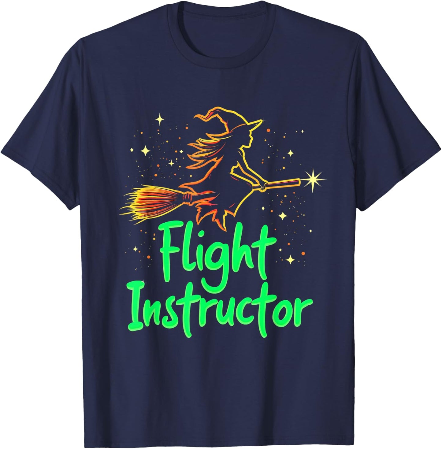 Flight Instructor Witch Broomstick T-Shirt - T-Shirt | Navy