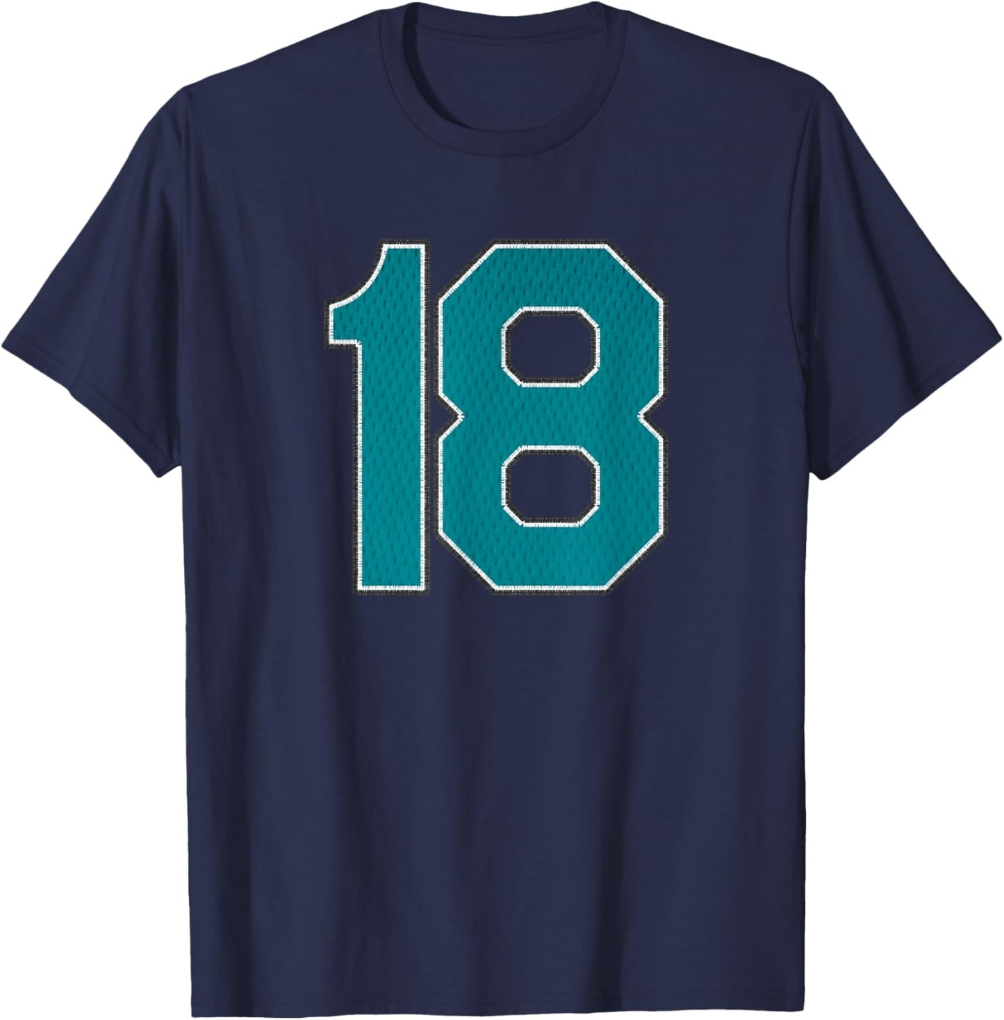 Player Teal Number 18 Sports Team Fan Wear Supporter T-Shirt - T-Shirt | Navy