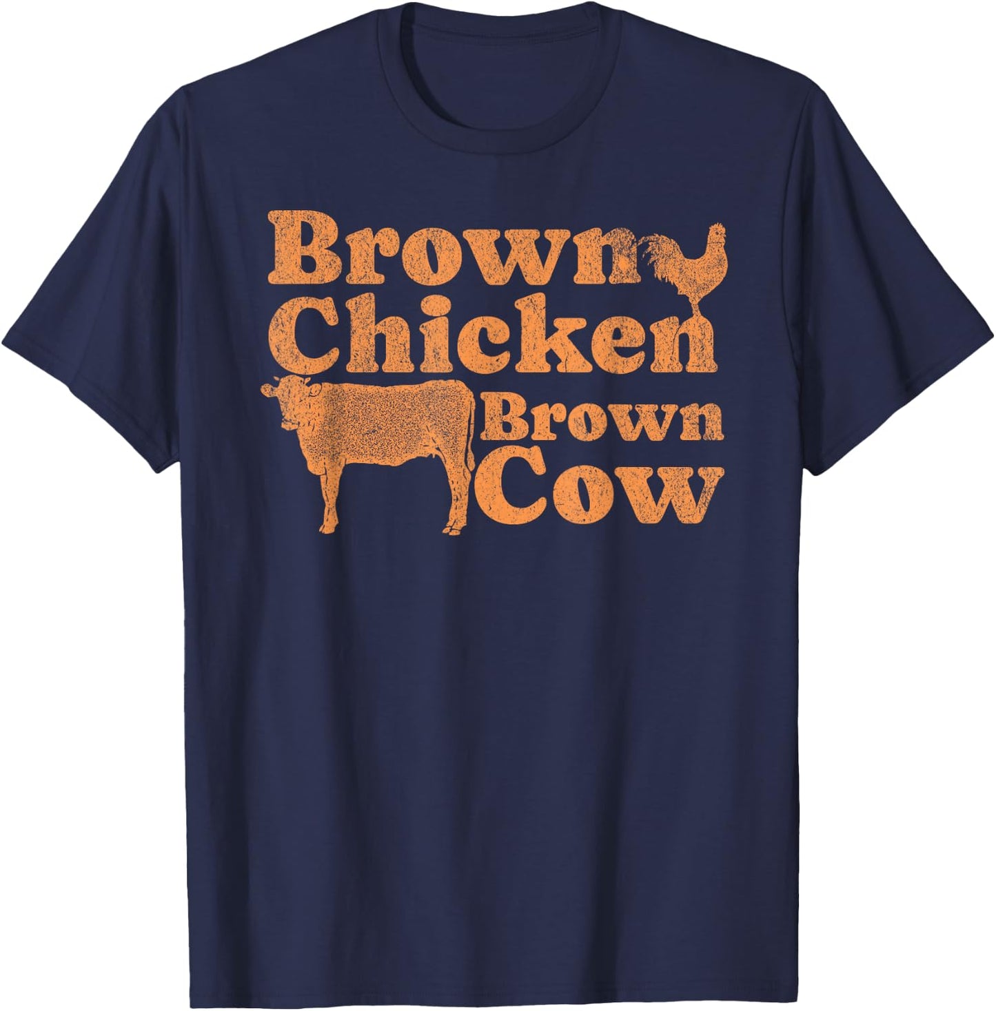 1970s Music Bow Chicka Wow Wow Joke Brown Chicken Brown Cow T-Shirt - T-Shirt | Navy