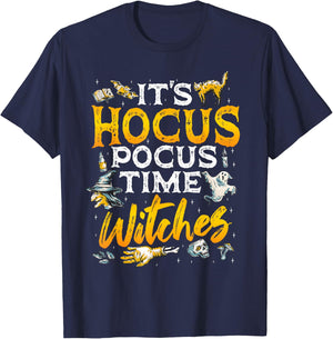 Halloween It's Hocus Pocus Time Witches Girls ladies Women T-Shirt - T-Shirt | Navy