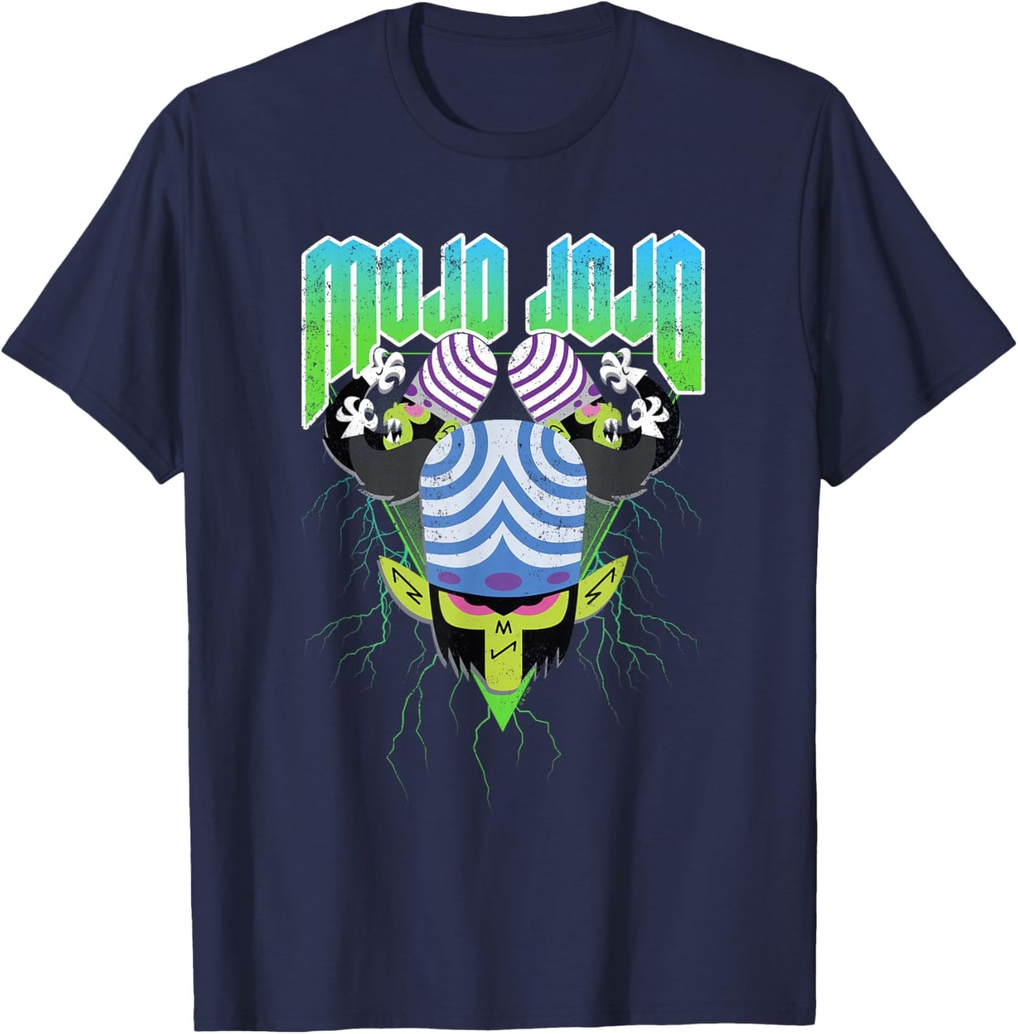 Power Puff Girls Mojo JoJo Electric Evil Metal Distressed T-Shirt - T-Shirt | Navy