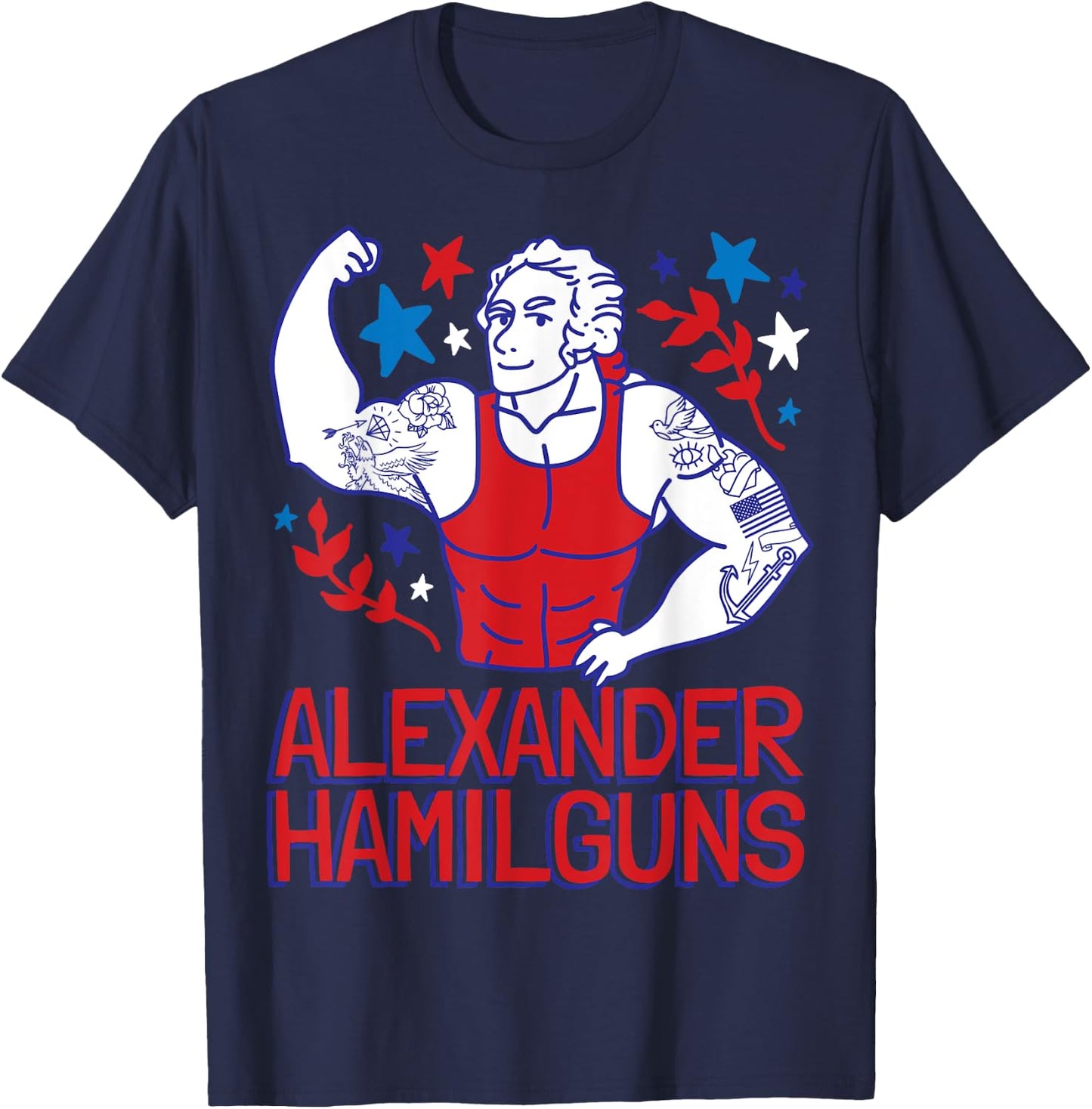 Alexander Hamilguns Hamilton 4th Of July Gym Instructor Gift T-Shirt - T-Shirt | Navy