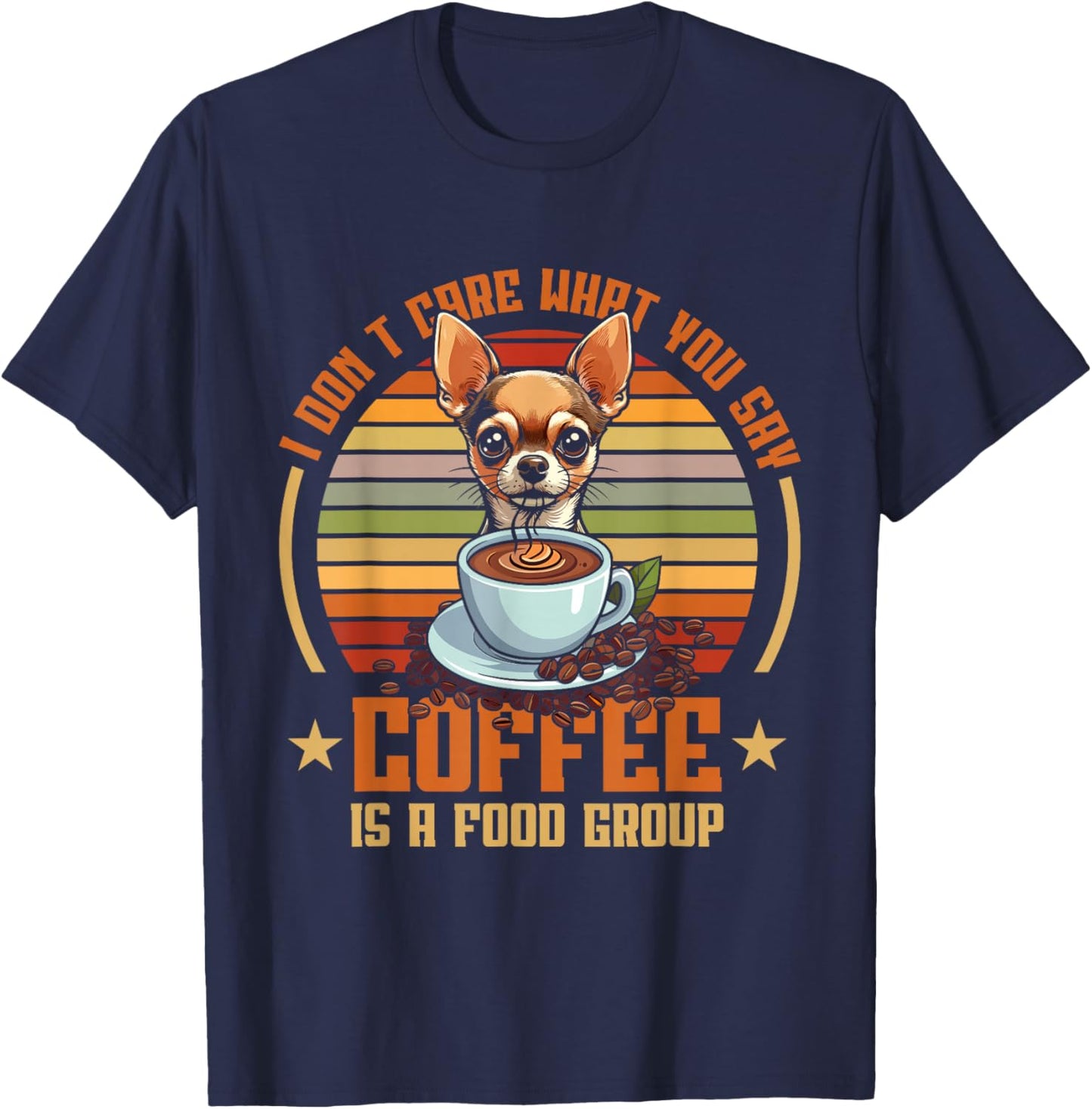 Retro Chihuahua Coffee T-Shirt - T-Shirt | Navy