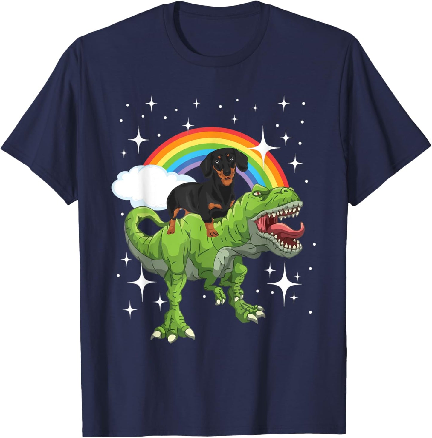 Dinosaur And Dachshund - Trex Dog Lover Puppy Trainer Men Women Kids T-Shirt - T-Shirt | Navy