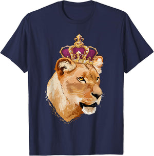 Lion Queen Big Cat Crowned Lioness Family Women T-Shirt - T-Shirt | Navy