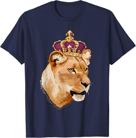 Lion Queen Big Cat Crowned Lioness Family Women T-Shirt - T-Shirt | Navy