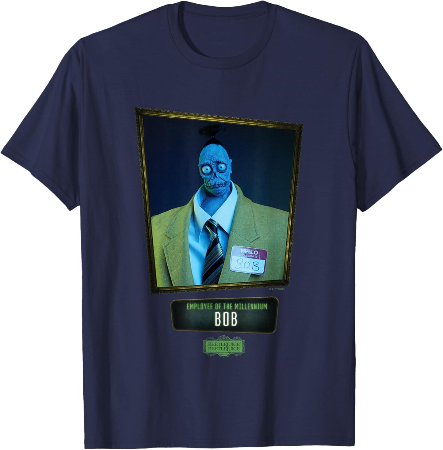 Beetlejuice Beetlejuice Employee Of The Millennium Bob , Small, Black T-Shirt - T-Shirt | Navy