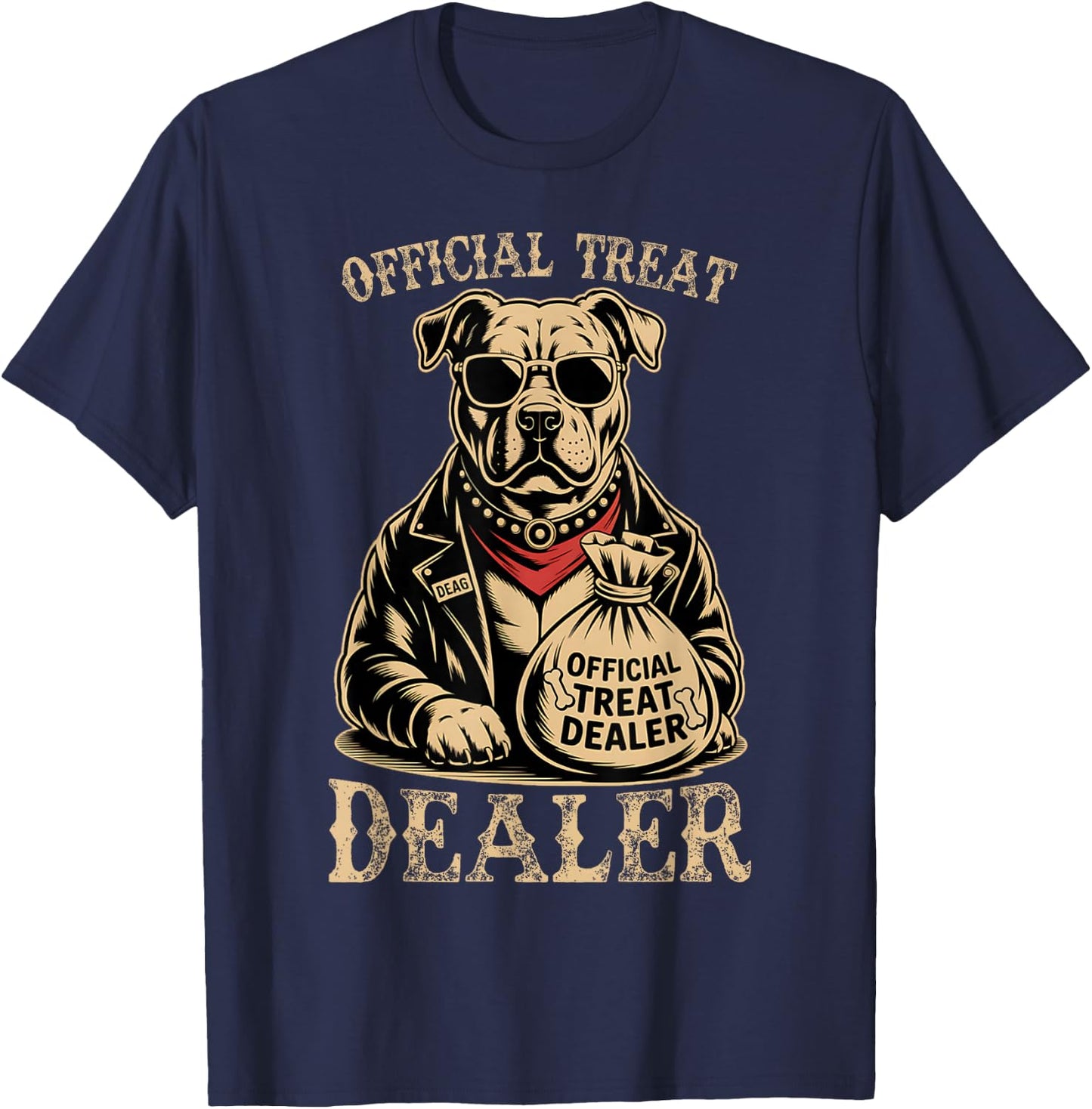 Dog Lover Official Treat Dealer Funny Pet Owner T-Shirt - T-Shirt | Navy
