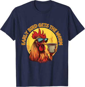 Funny Early Bird Morning Coffee Hustler T-Shirt - T-Shirt | Navy