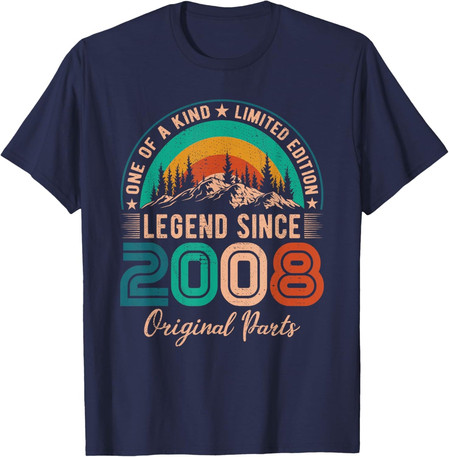 Legend Since 2008 Birthday Retro Born in 2008 T-Shirt - T-Shirt | Navy