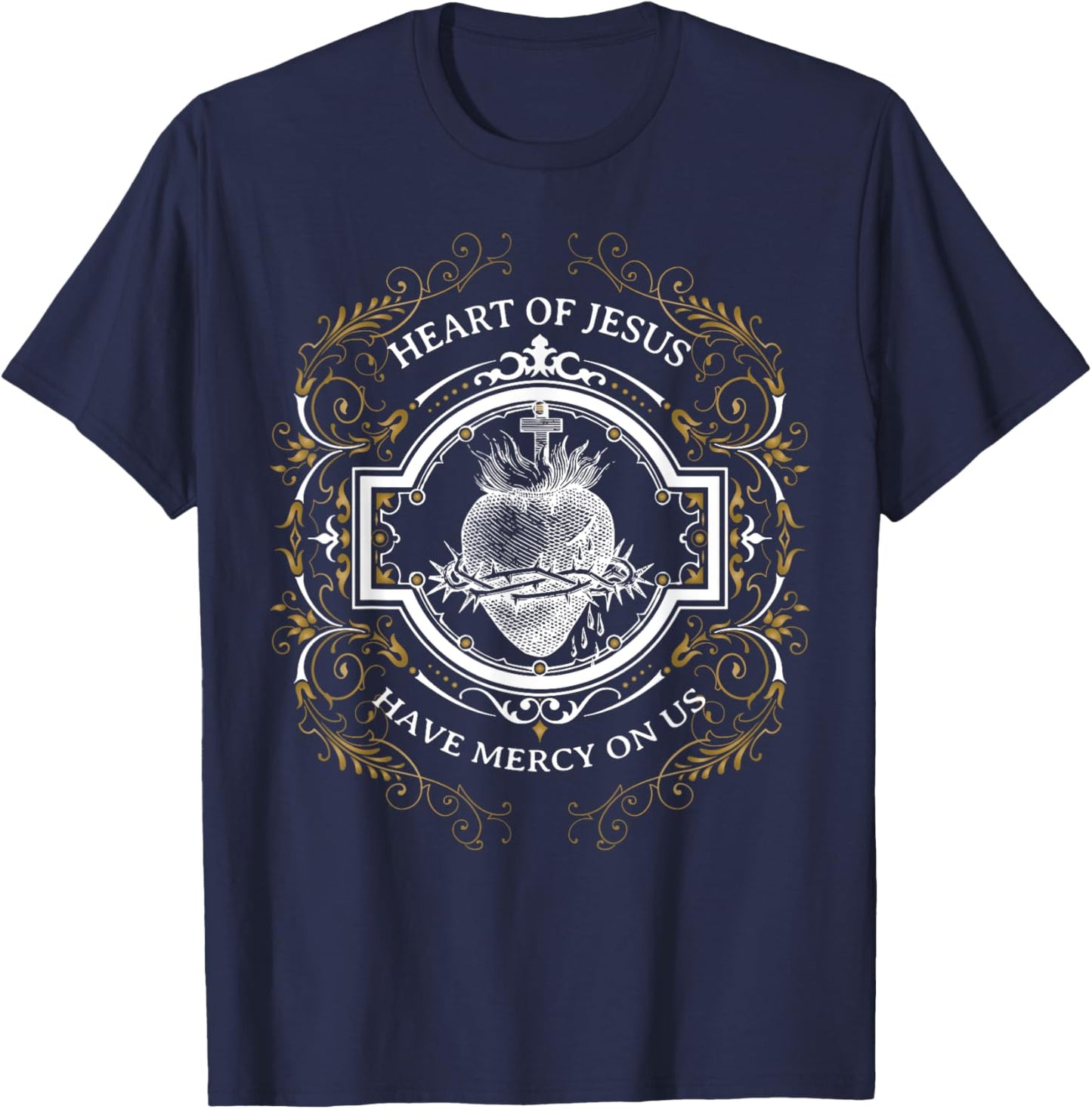 Sacred Heart of Jesus Litany Vintage Blessing Catholic T-Shirt - T-Shirt | Navy