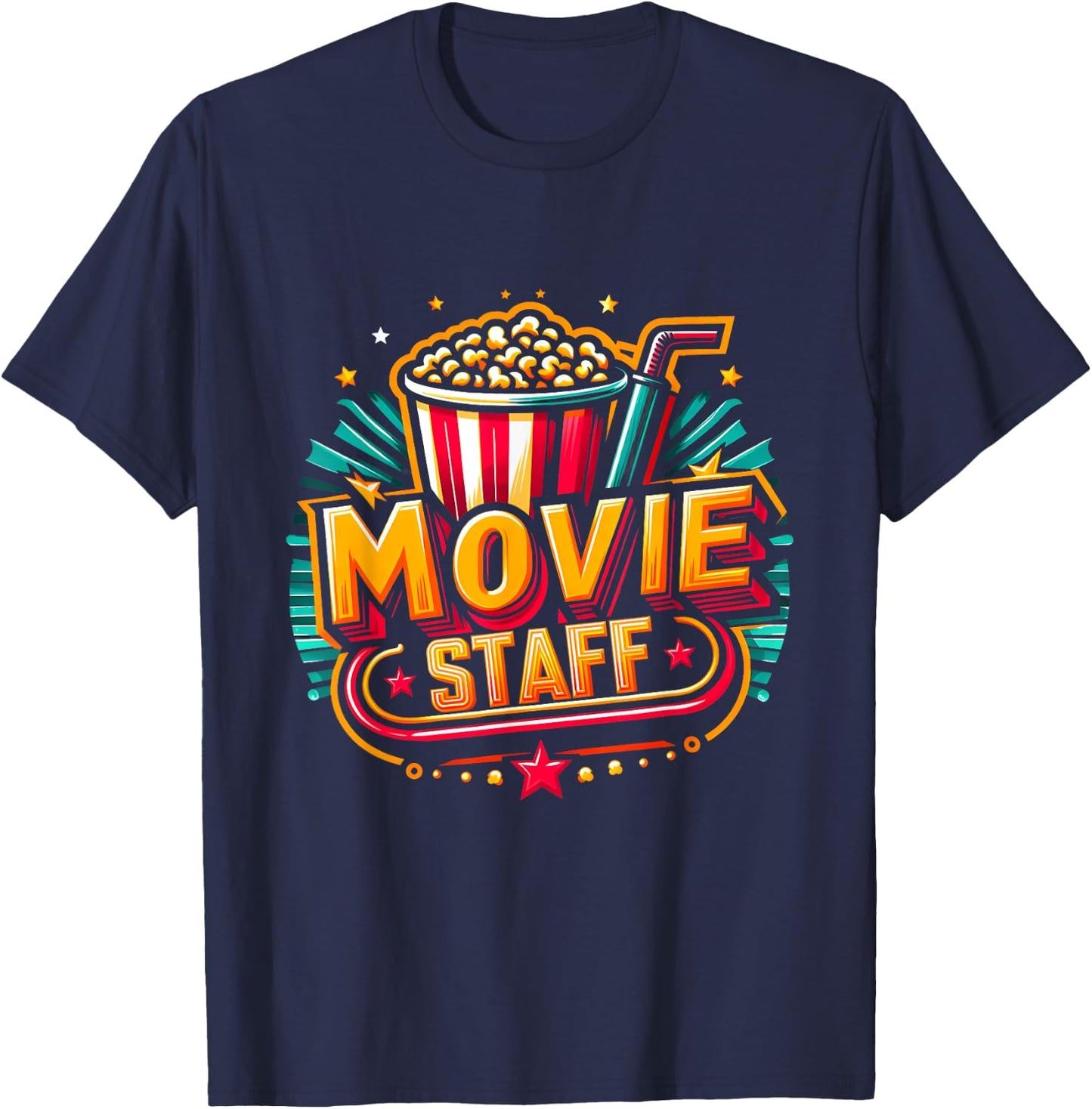Movie Staff Party Night Behind The Scene Awesomeness Popcorn T-Shirt - T-Shirt | Navy