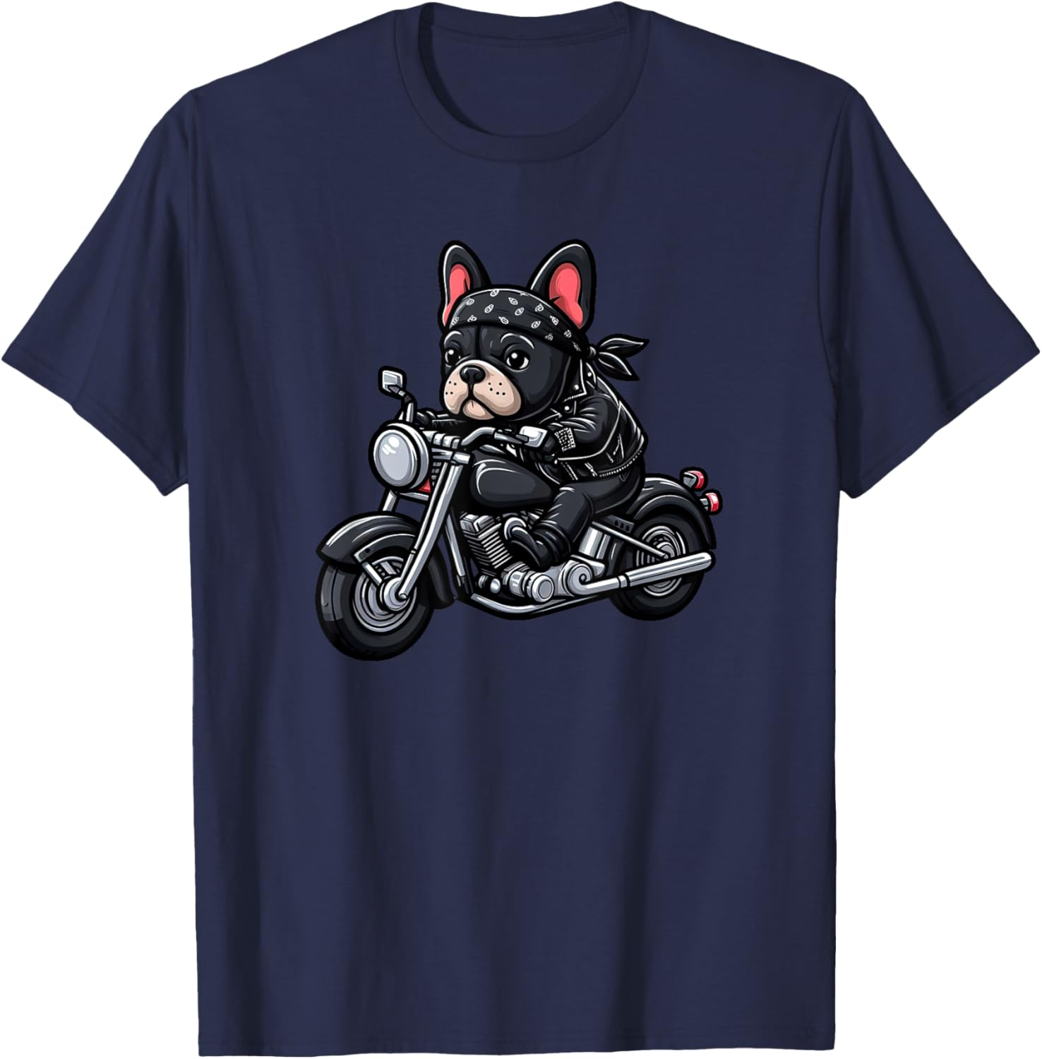 French Bulldog Biker Funny Dog Motorcycle Women Kids T-Shirt - T-Shirt | Navy