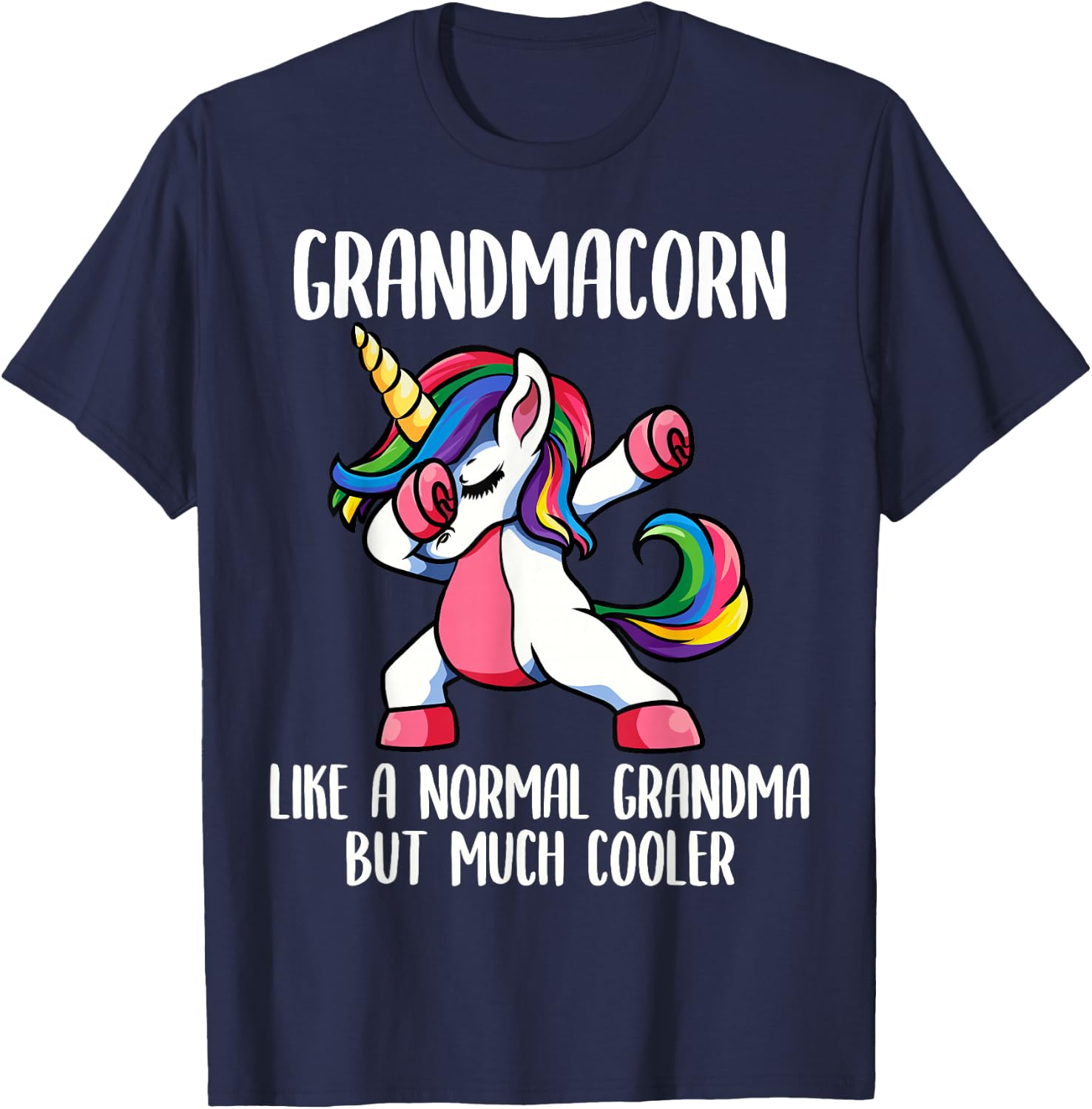 Unicorn Grandma Girl Birthday Party Clothing GrandmaCorn T-Shirt - T-Shirt | Navy