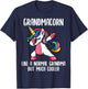 Unicorn Grandma Girl Birthday Party Clothing GrandmaCorn T-Shirt - T-Shirt | Navy