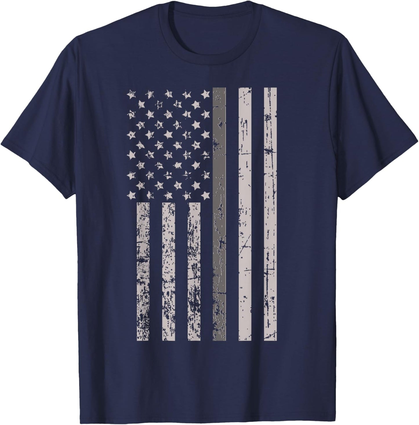 Corrections Officer Gifts Shirt Flag Thin Silver Gray Line T-Shirt - T-Shirt | Navy