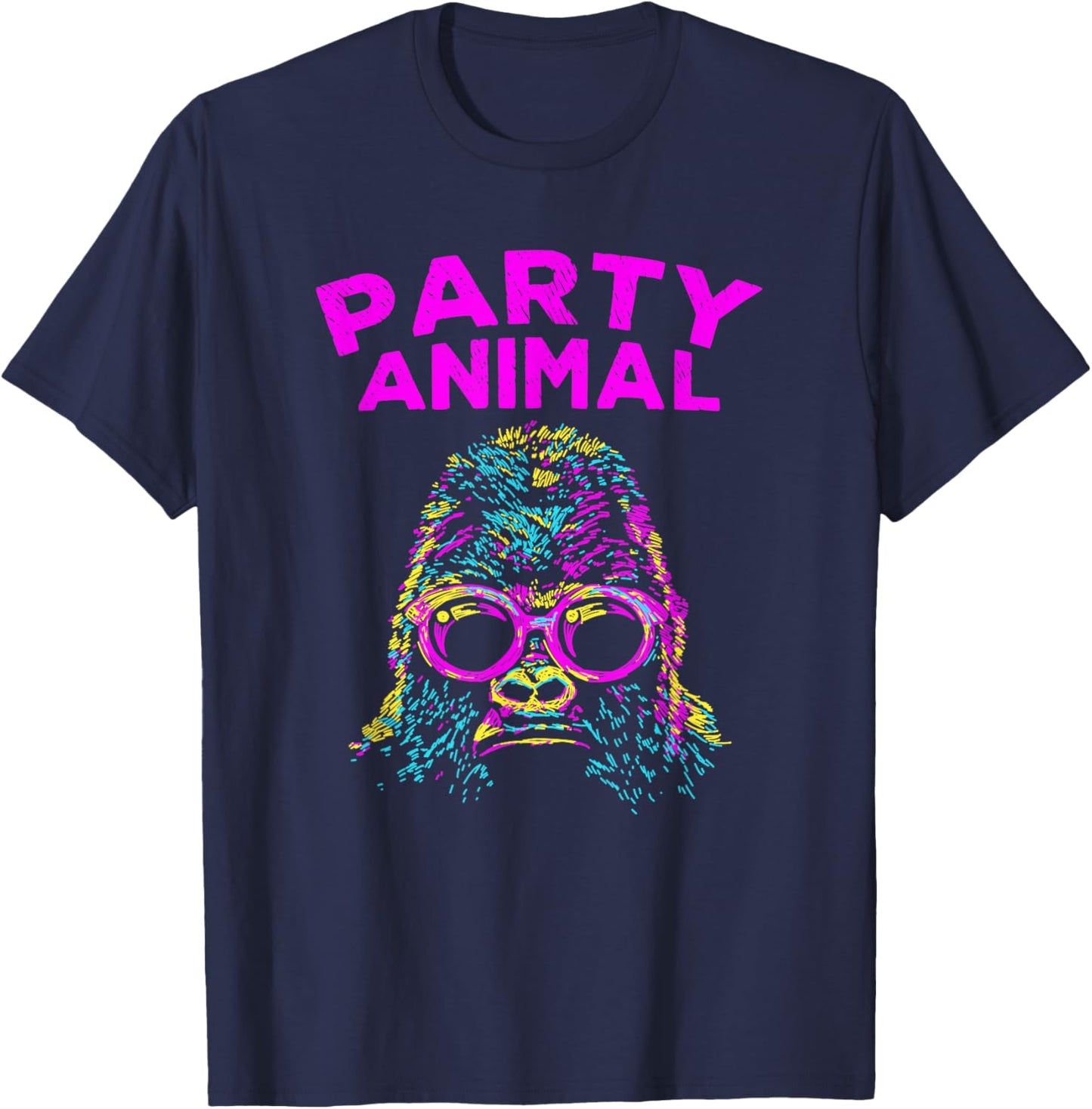 Cute Gorilla Party Animal Lover Colorful Monkey T-Shirt - T-Shirt | Navy