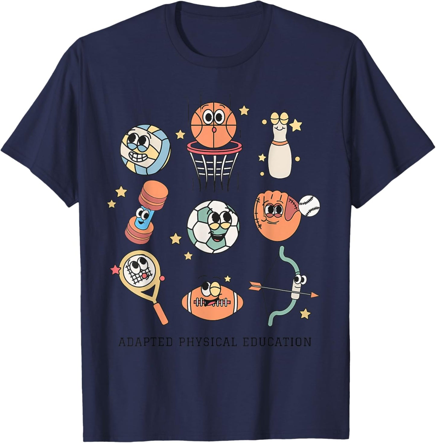 Cute Adapted Physical Education Teacher Sports Ape Teacher T-Shirt - T-Shirt | Navy