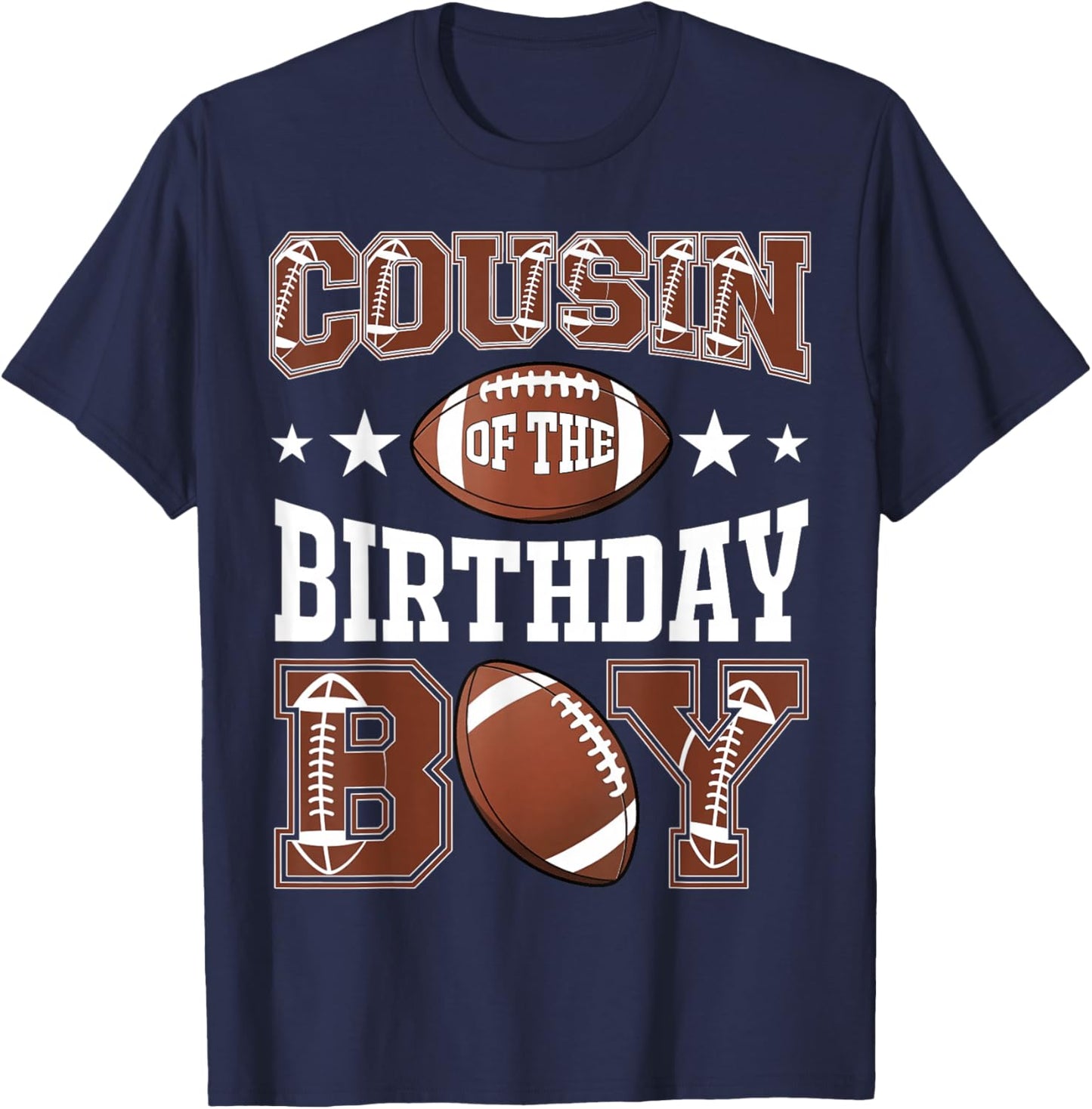 Cousin Of The Birthday Boy Football Game Day T-Shirt - T-Shirt | Navy