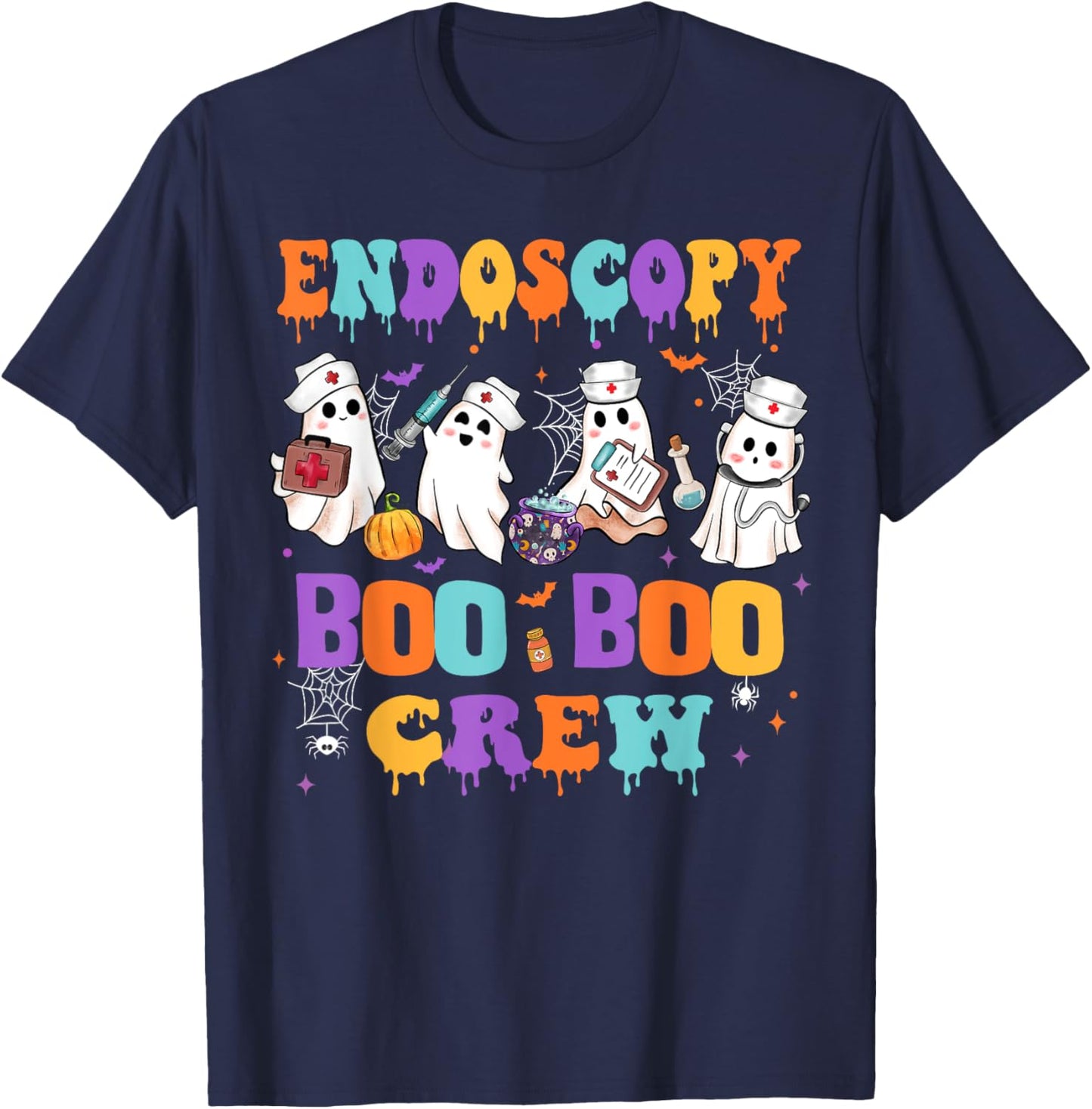 Endoscopy Nurse Boo Boo Crew Nurse Halloween Squad Nursing T-Shirt - T-Shirt | Navy
