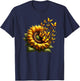 Sunflower With Butterflies Flying Floral Butterfly Lover T-Shirt - T-Shirt | Navy