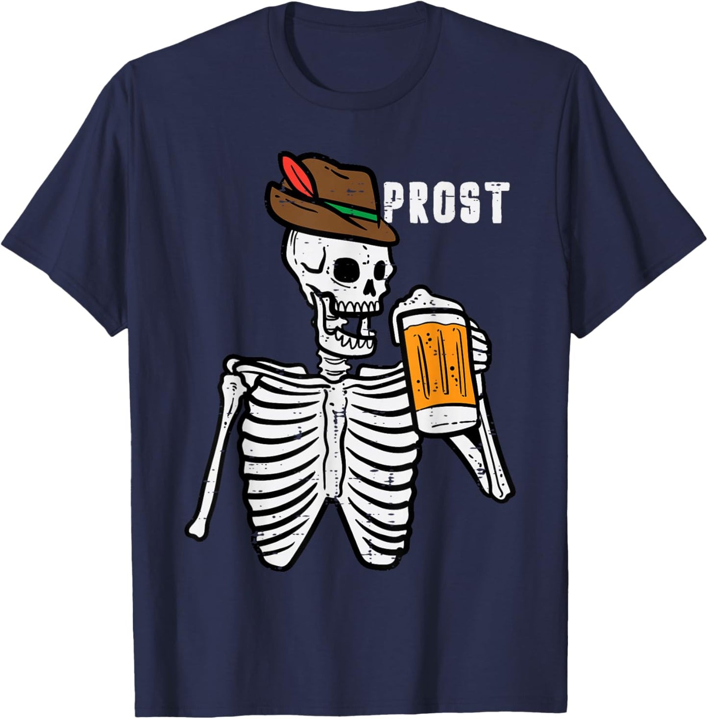 Skeleton Prost Bavarian Halloween German Oktoberfest Men T-Shirt - T-Shirt | Navy