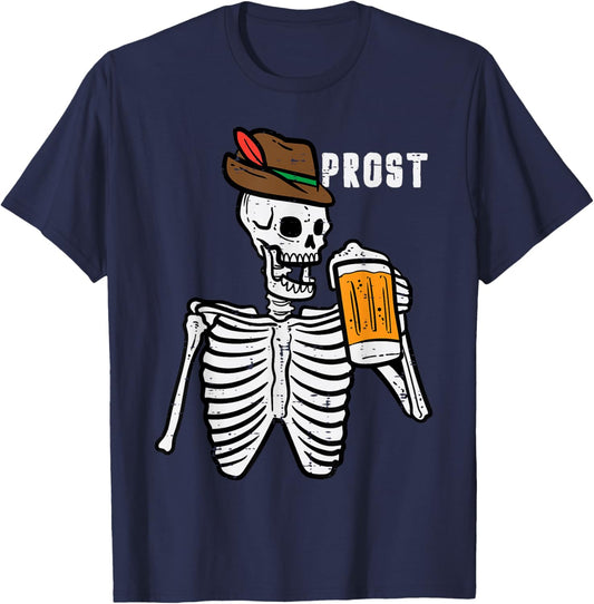 Skeleton Prost Bavarian Halloween German Oktoberfest Men T-Shirt - T-Shirt | Navy
