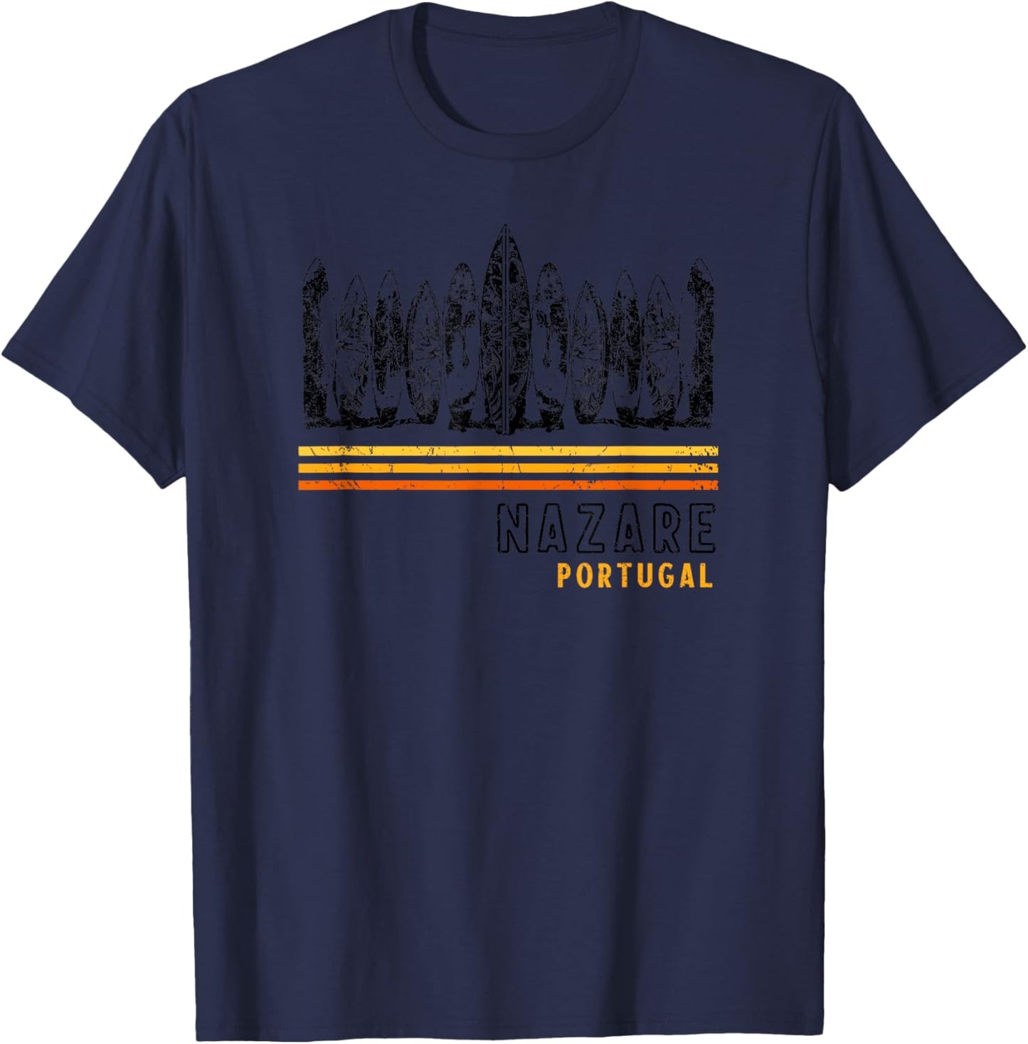 Nazare Portugal Retro Surfing T-Shirt - T-Shirt | Navy