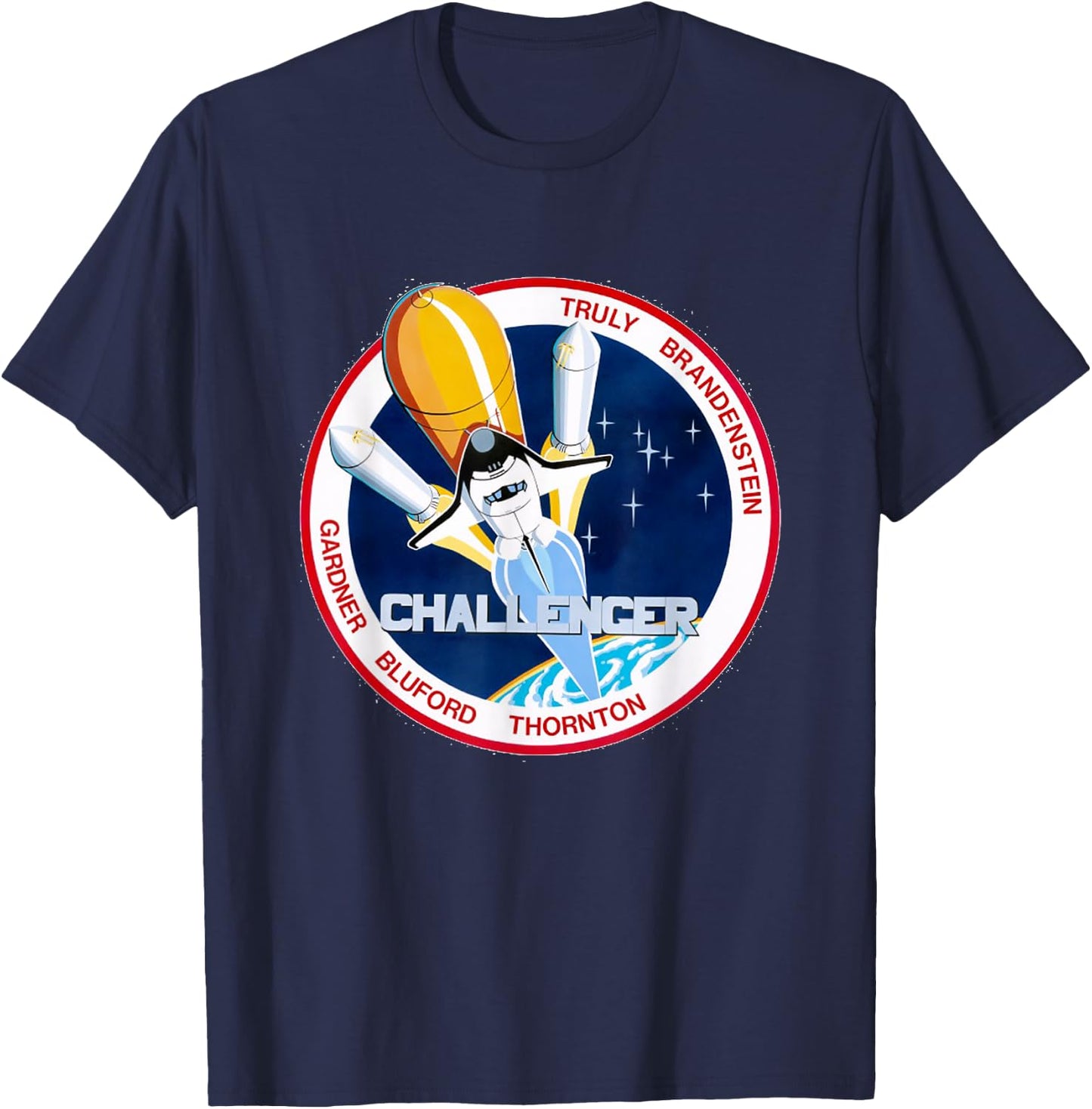 NASA space t shirt RETRO Challenger Shuttle mission T-Shirt - T-Shirt | Navy