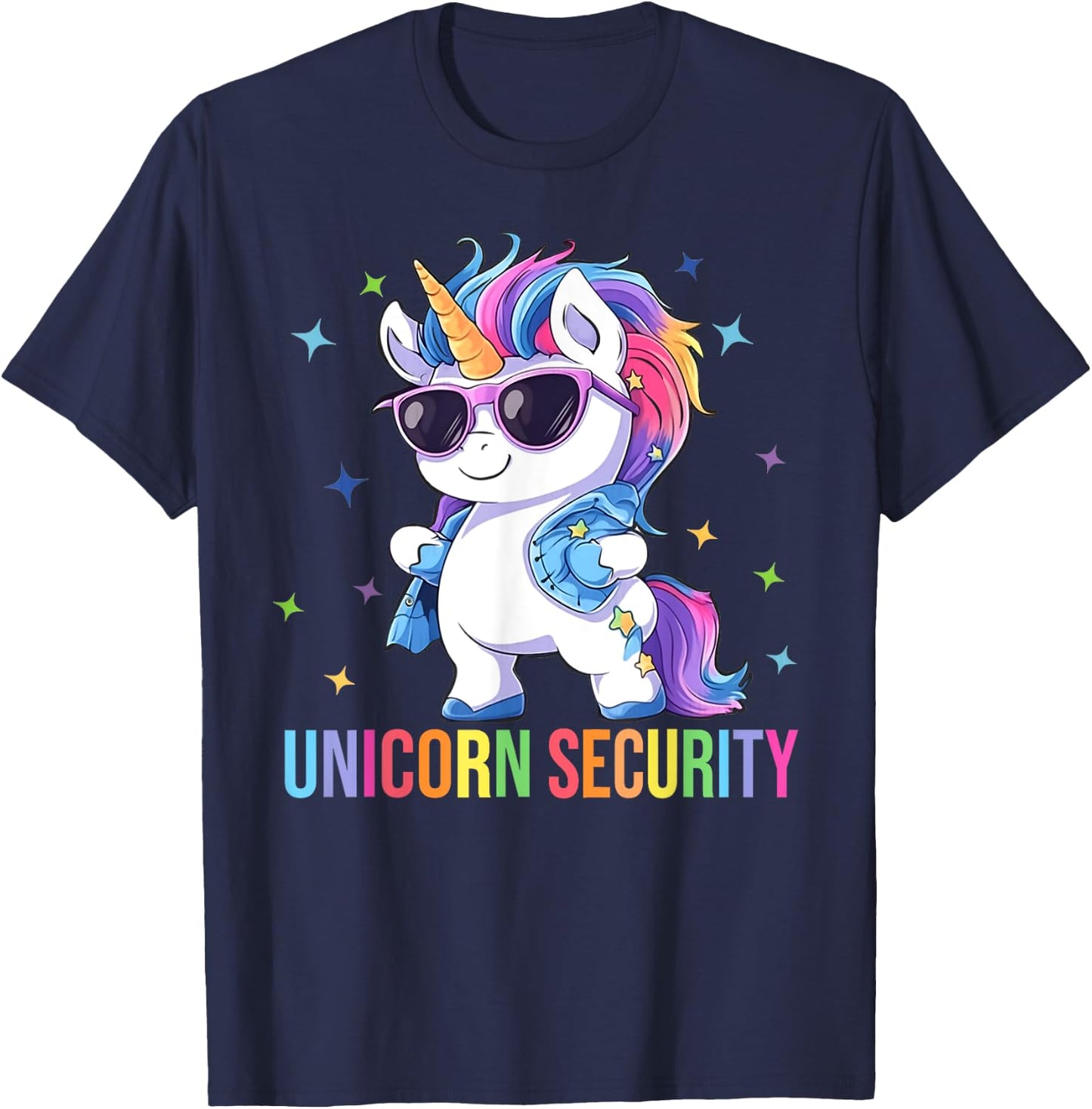 Birthday Party Dad Mom Daughter Costume Unicorn Security T-Shirt - T-Shirt | Navy