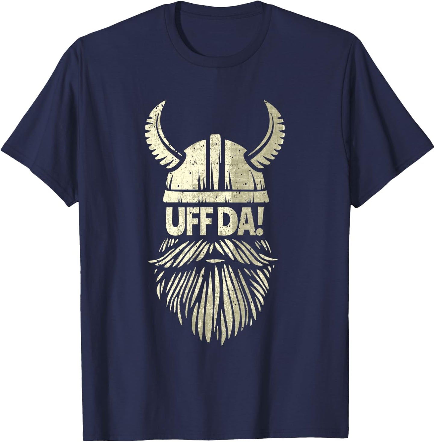 Uff Da Norwegian Quote Scandinavian Viking Helmet Beard Man T-Shirt - T-Shirt | Navy