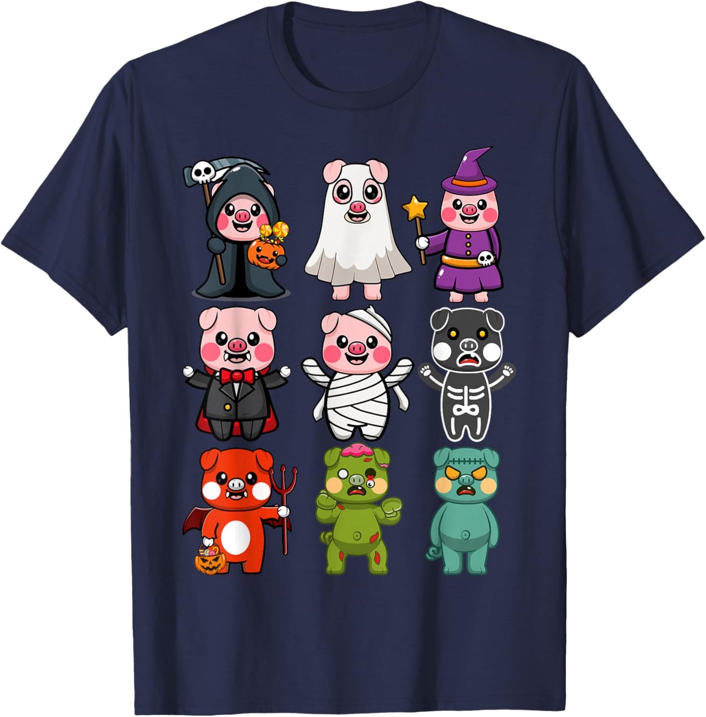 Pig Spooky Ghost Witch Boo-jee Horror Pumpkin Pig Halloween T-Shirt - T-Shirt | Navy
