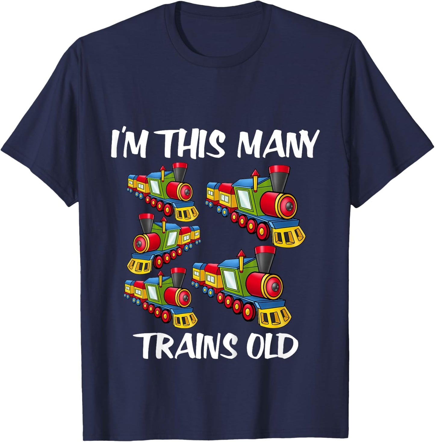 Kids I'm this many Trains Old Boy 5th Birthday 5 Years Old T-Shirt - T-Shirt | Navy