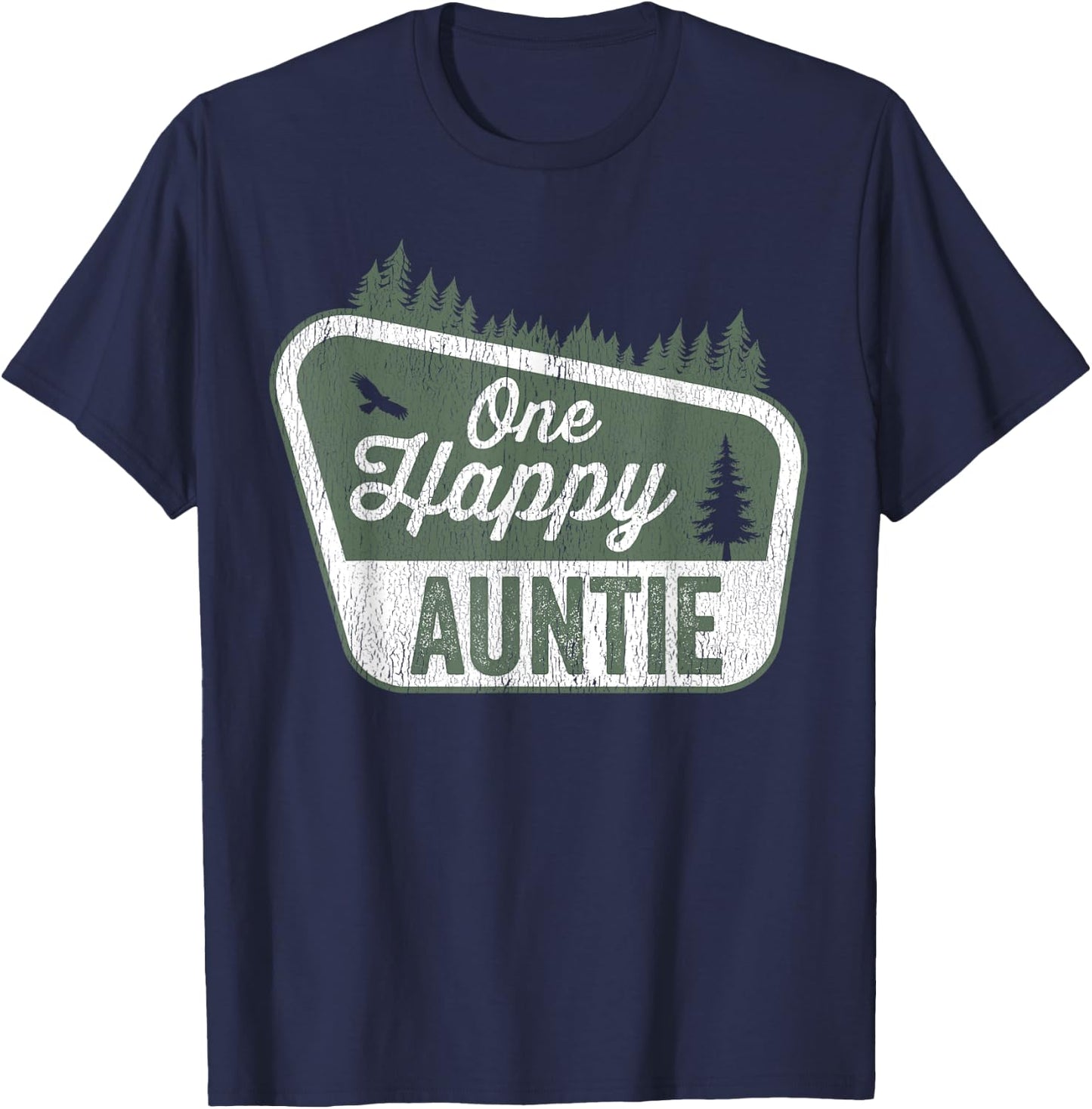 One Happy Auntie Matching Family Birthday Party Camping T-Shirt - T-Shirt | Navy