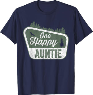 One Happy Auntie Matching Family Birthday Party Camping T-Shirt - T-Shirt | Navy