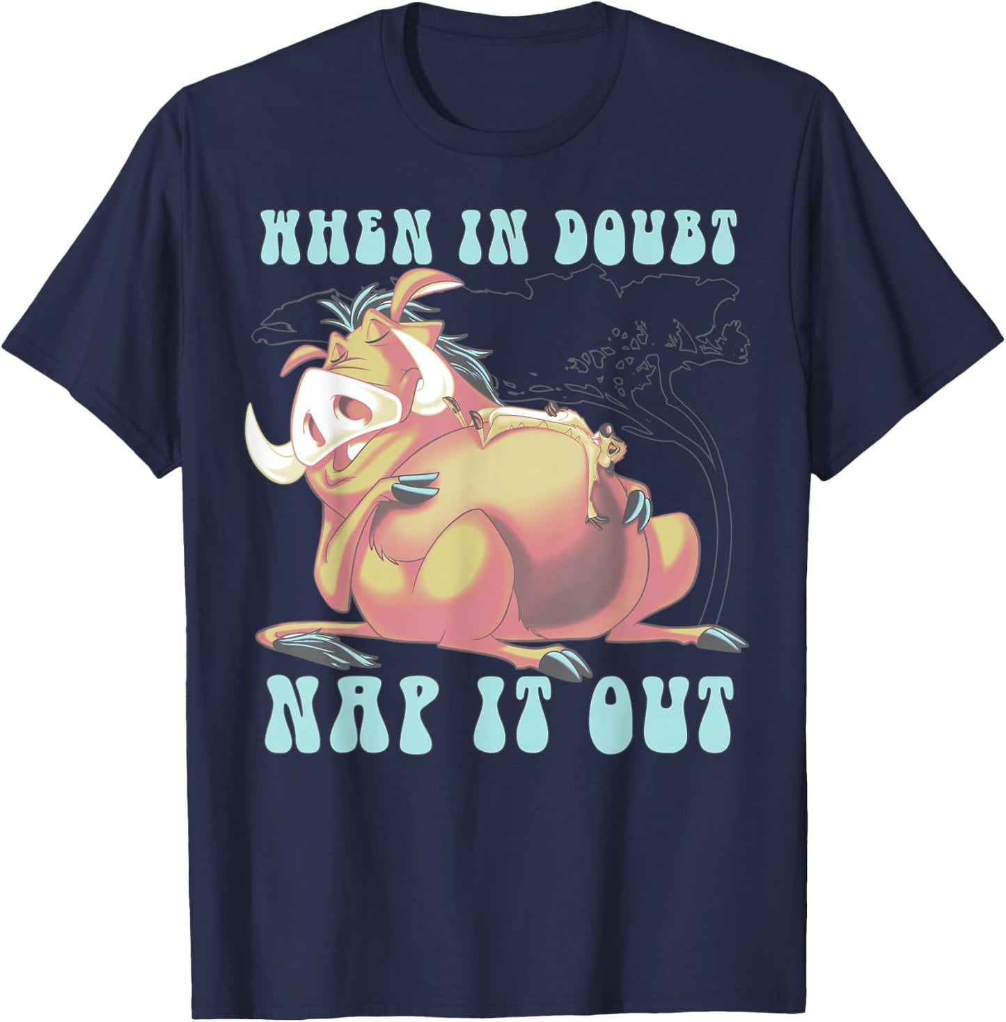 Disney The Lion King Pumbaa When In Doubt Nap It Out T-Shirt - T-Shirt | Navy