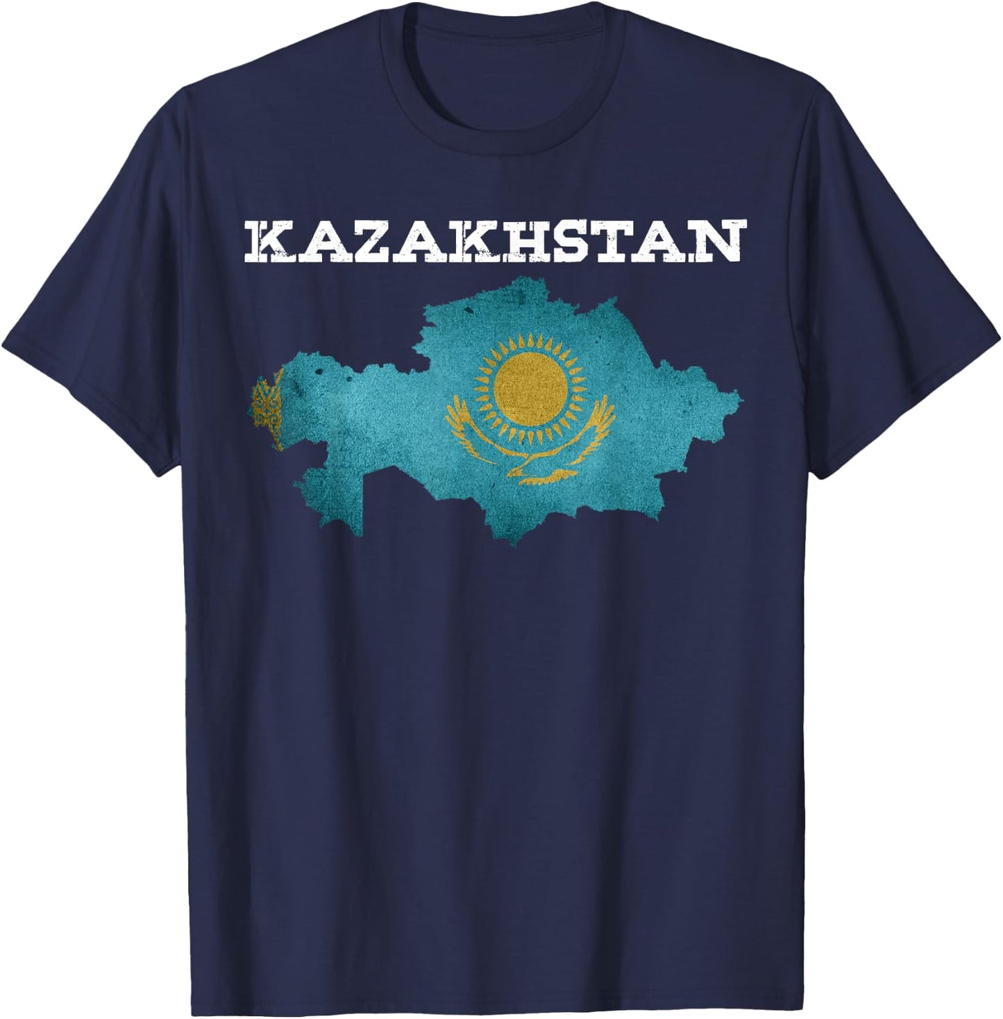 Kazakhstan Patriotic Heritage Eagle Kazakh Flag Gift Women Kids Men T-Shirt - T-Shirt | Navy