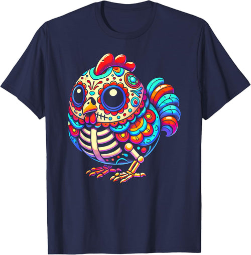 Colorful Sugar Skull Chicken Día de los Muertos Fun Skeleton