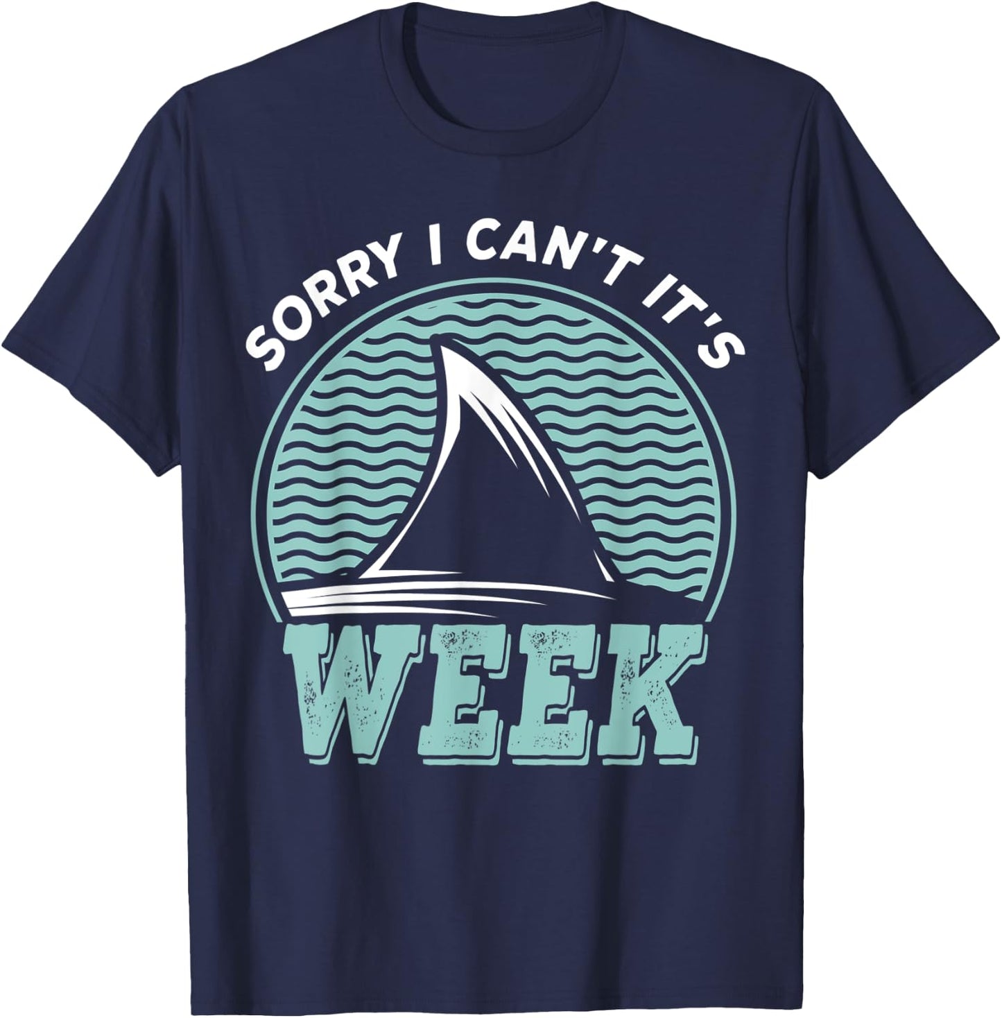 Sorry i can't it's Week, Vintage Shark Lover T-Shirt - T-Shirt | Navy