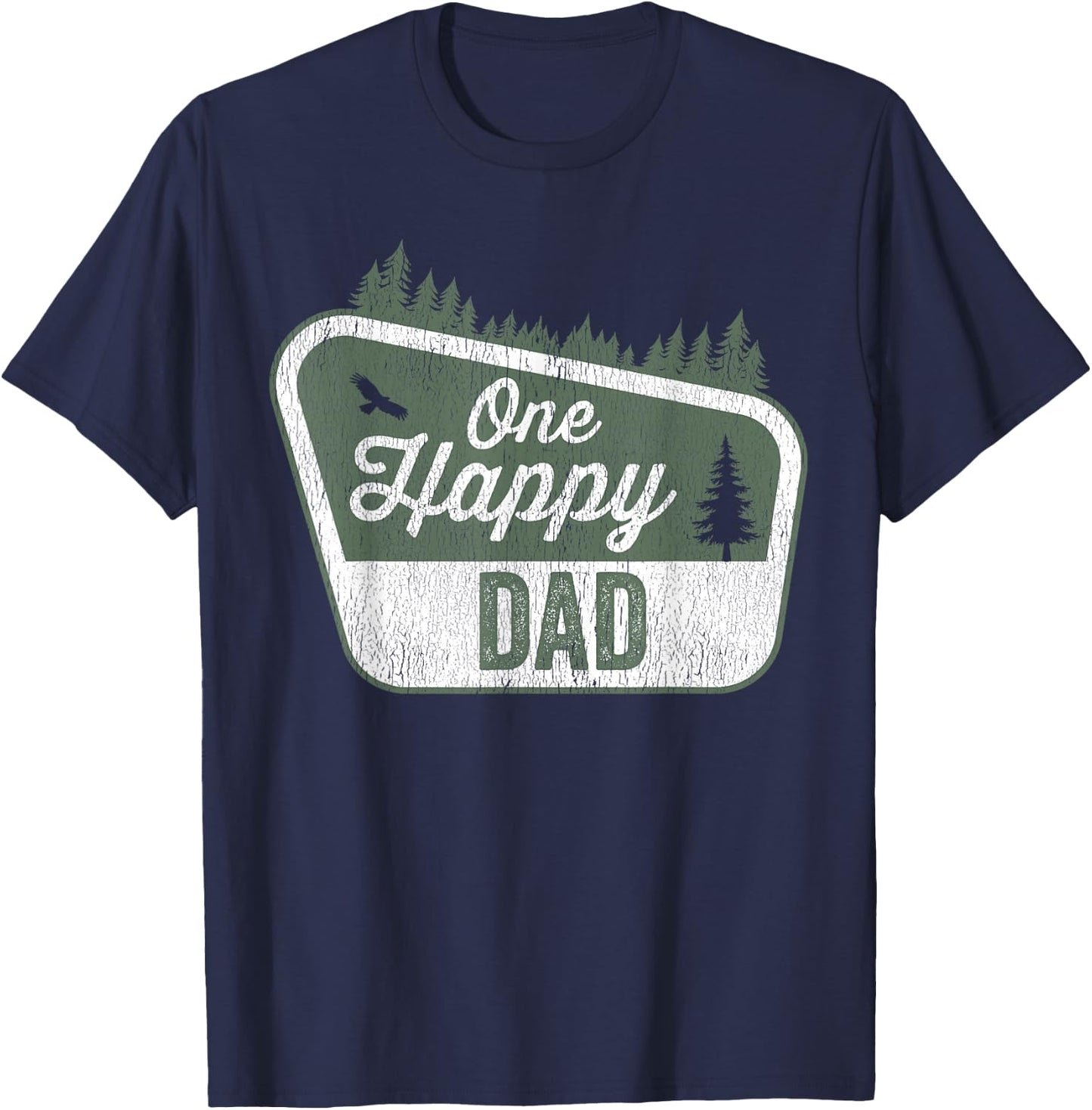 One Happy Dad Matching Family Birthday Party Camping T-Shirt - T-Shirt | Navy