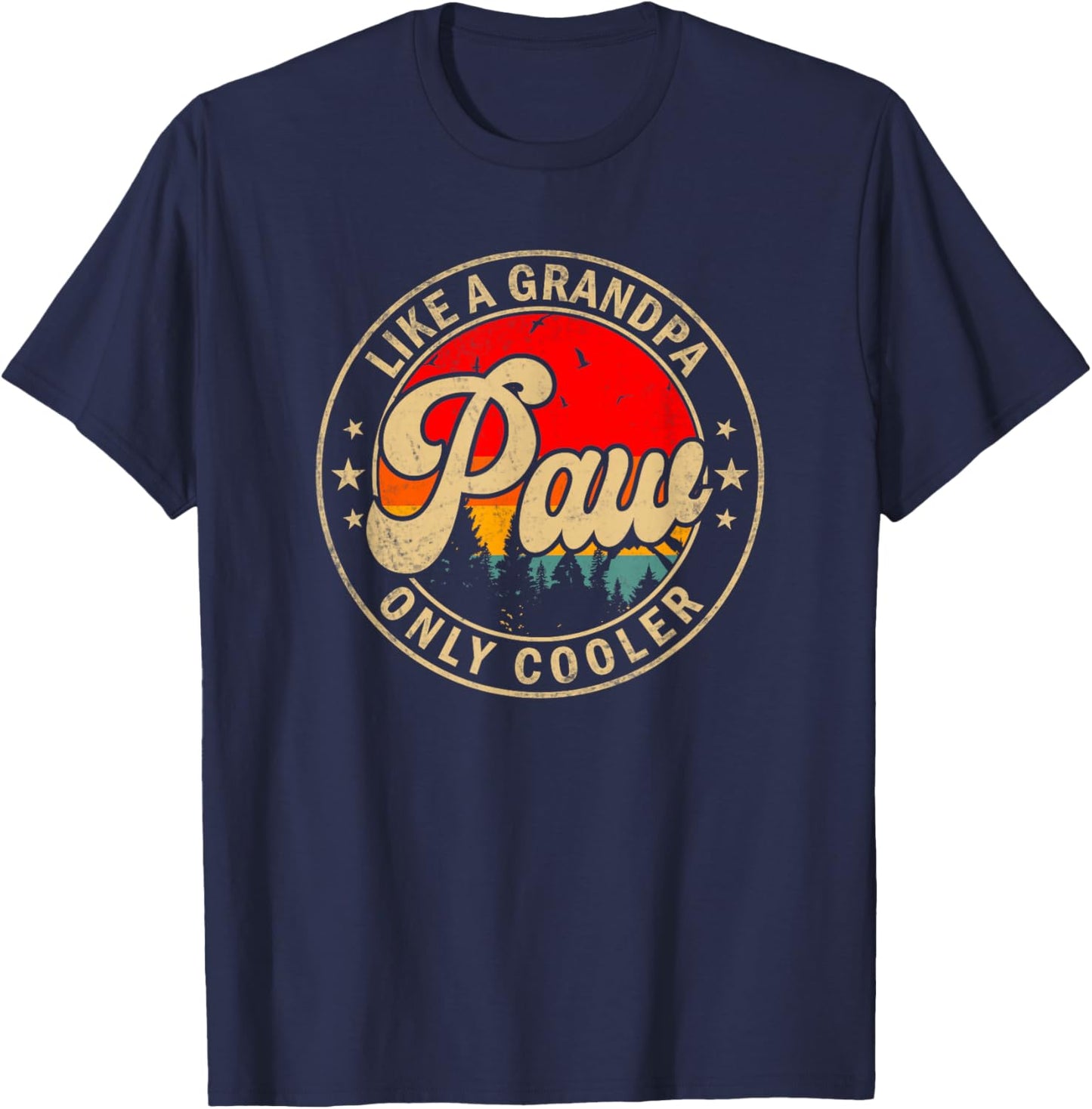 Paw Like A Grandpa Only Cooler Funny Papa Grandpa T-Shirt - T-Shirt | Navy